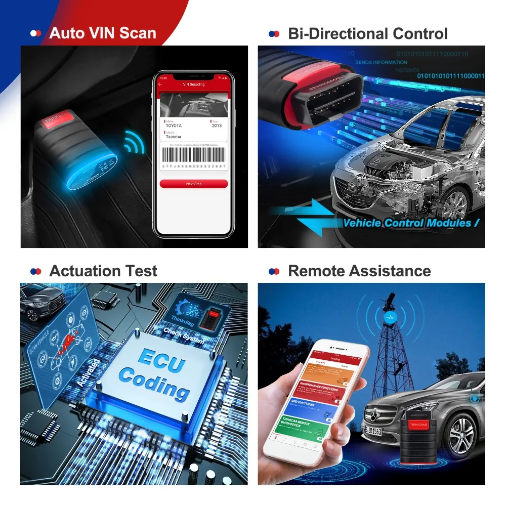 New Version ThinkDiag ALL Car Brands All Reset Service 1 Year Free Update OBD2 Diagnostic Tool Active Test ECU Code Surpass