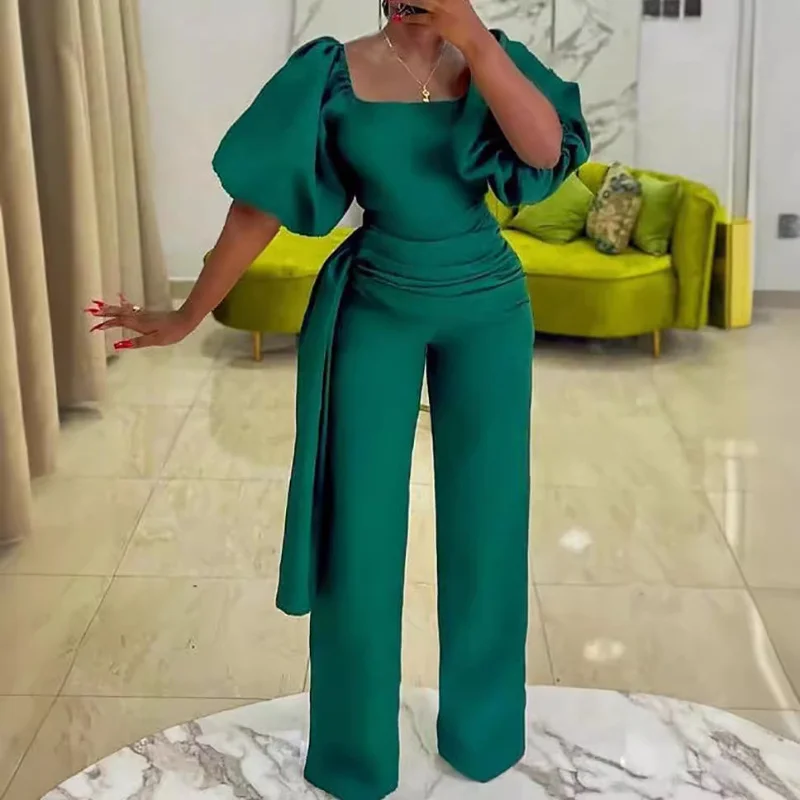 Casual Sweatsuit Outfit Short Sleeve Wide Leg Pants Bodysuits