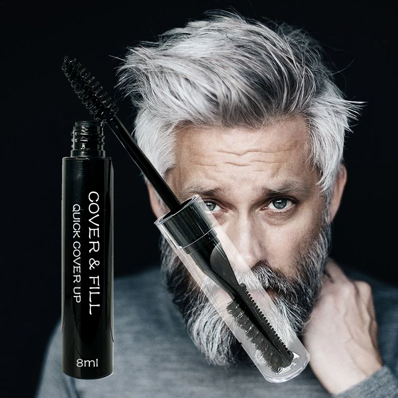 Private Label Eyebrow and Beard Color Temporary Dye Hair and Mustache Mens Beard Dye Mascara Brown Black Beard Dye for Men