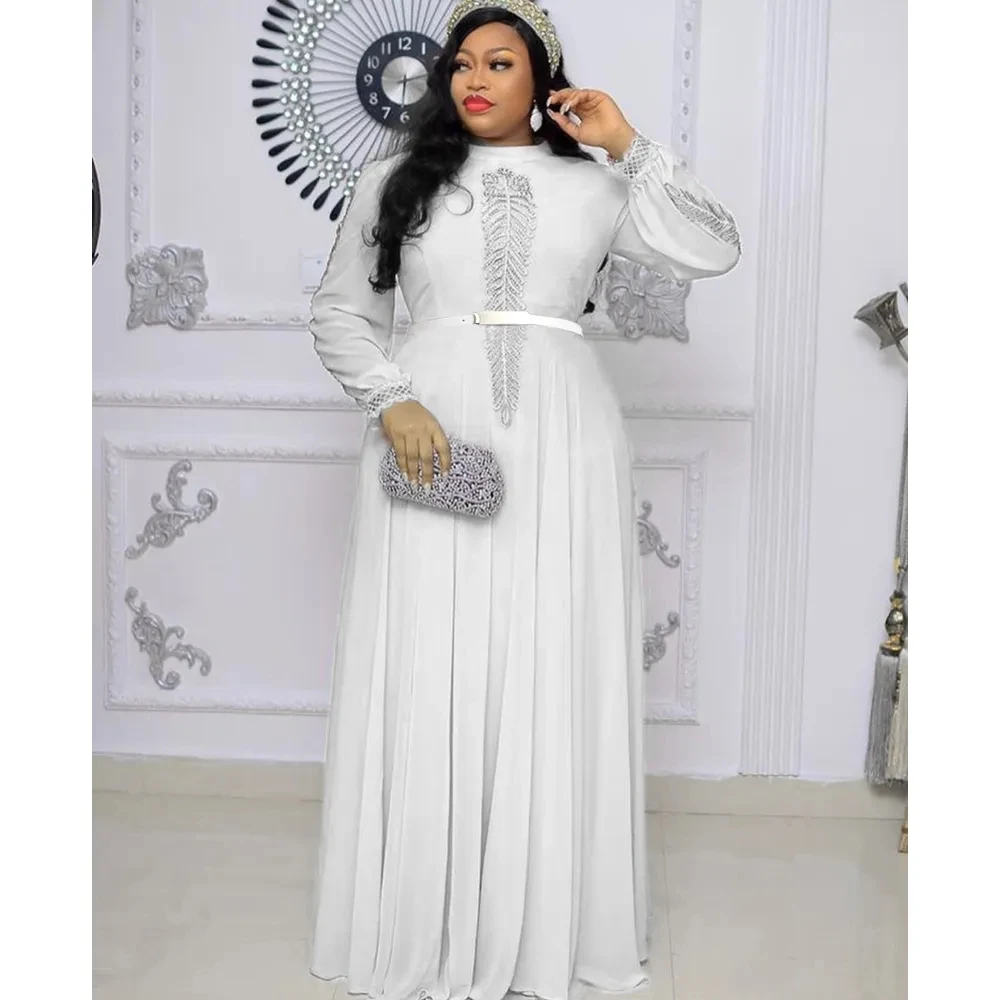 Dinner Dresses for Women 2023 Spring Dashiki African Chiffon Party Long Dress Elegant Kaftan Ankara Maxi Robe Muslim Clothes