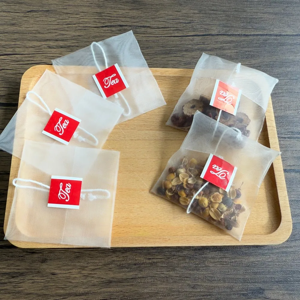 Transparent Tea Tag Custom Labeled Tea Bags Transparent Clear Nylon PA Tea Packaging ...