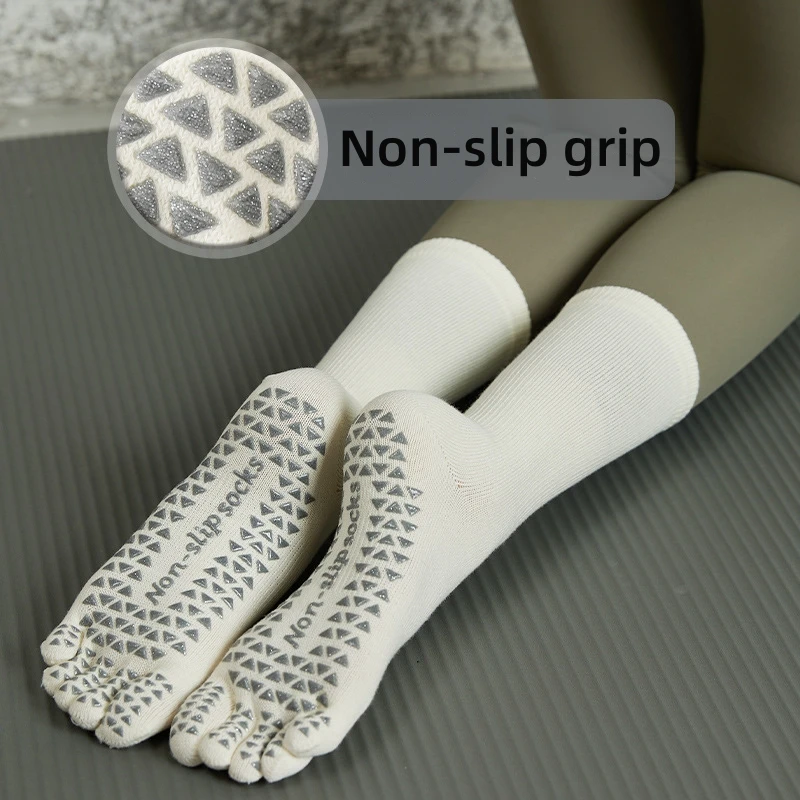 Wholesale Solid Color Anti-Slip Gym Training Grip Socks Breathable Five  Fingers Toe Socks High Crew Height Yoga Pilates Sports