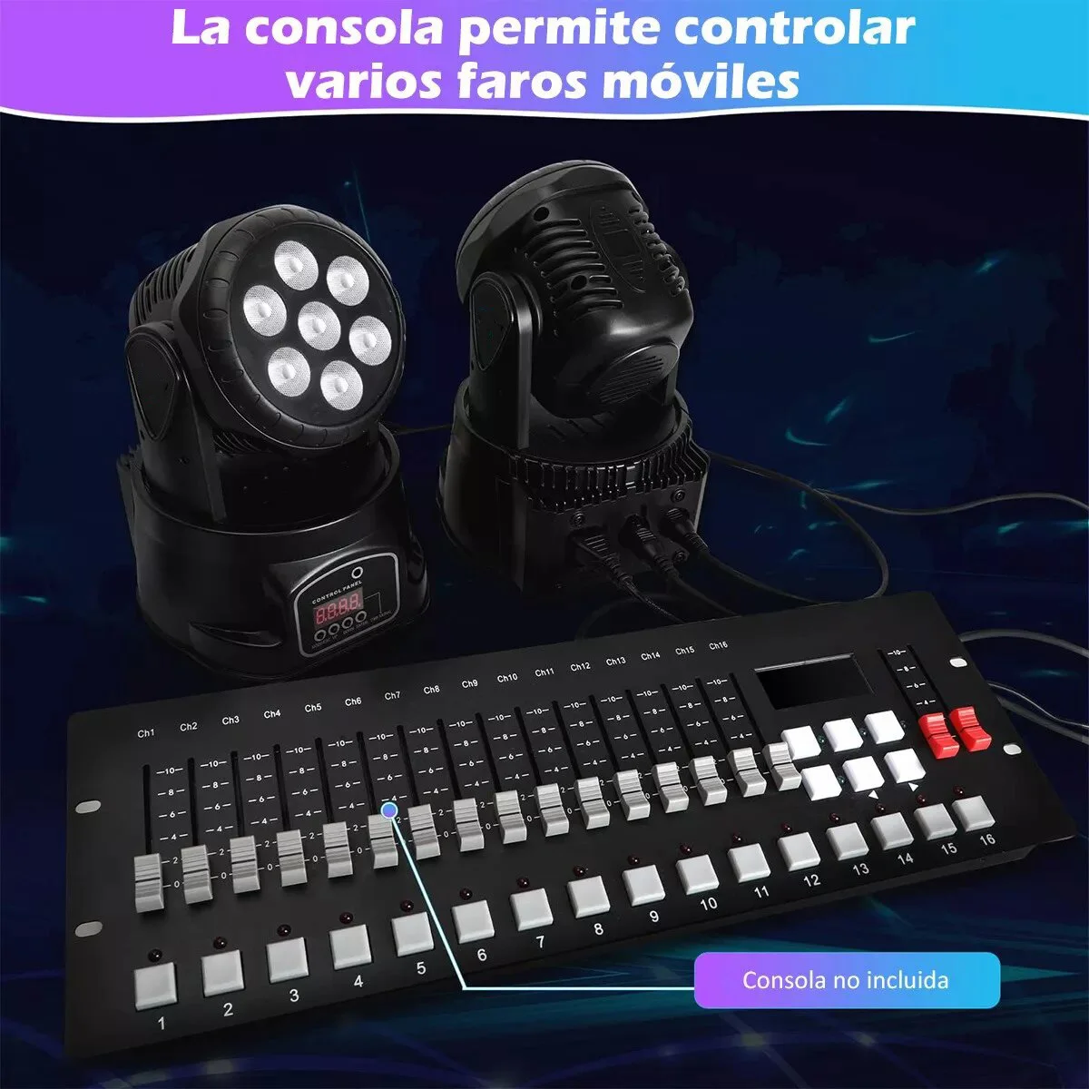 YSH 7 Beam Moving Head LED RGB Disco DJ Strobe Flashing Lamp Remote Control Stage Lighting for Party Show Wedding Concerts