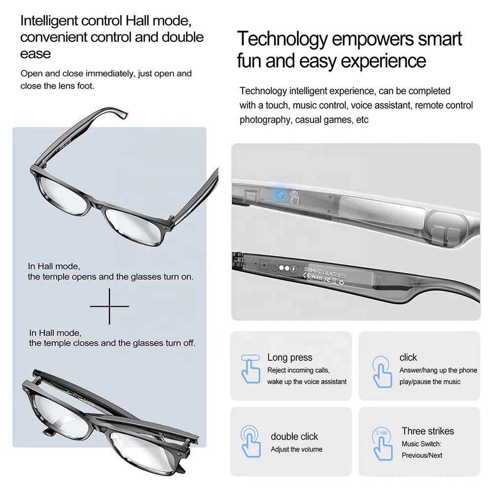 Fashion Smart Ai Eyeglass Spectacles Transparent Blue Light Filter Polarized Reading Eyewear Ai Translation Smart Glasses