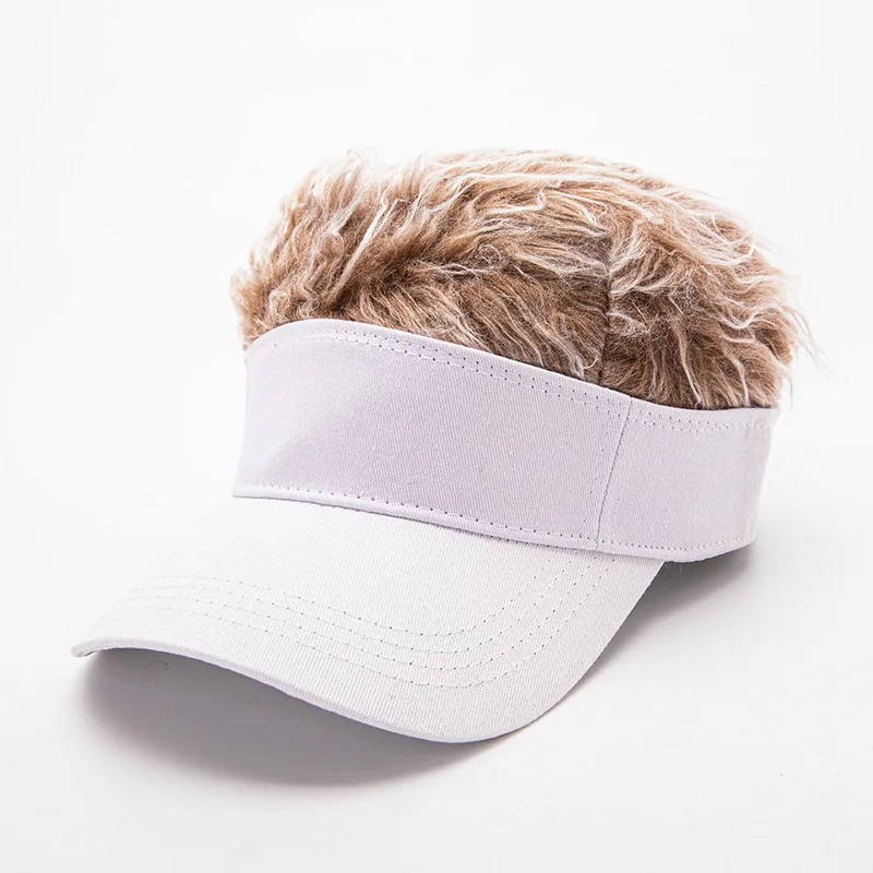 Men's Novelty Spiked Hair Visor Sun Funny Golf Hats Fake Wig Cap Peaked