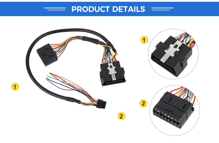 product factory custom obd2 obdii obd 16pin 12v 24v m to f y cable for code reader-3