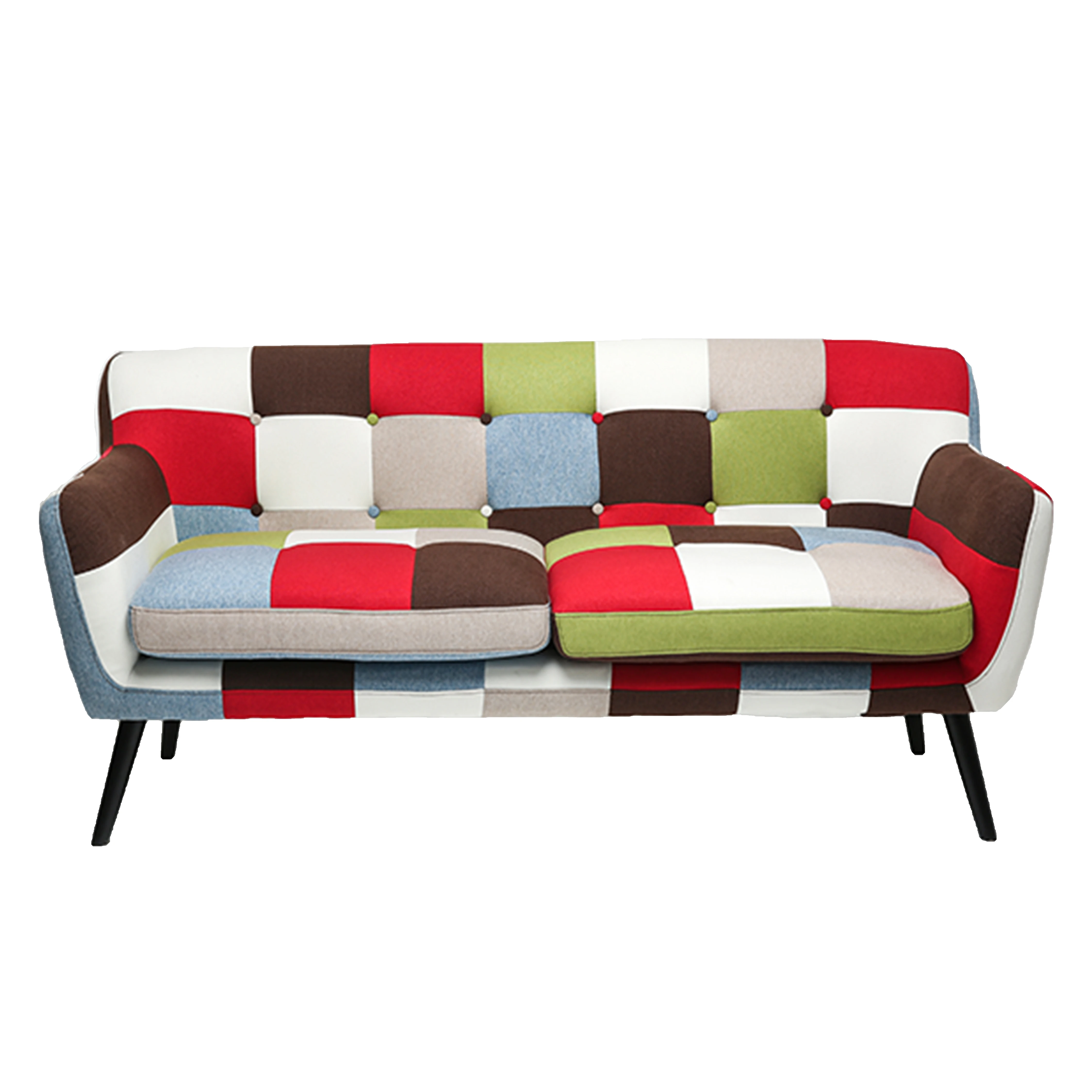 Living Room Contemporary Three Seat Sofa Patchwork Lounge Fabric 3 Seater Sofa Chair