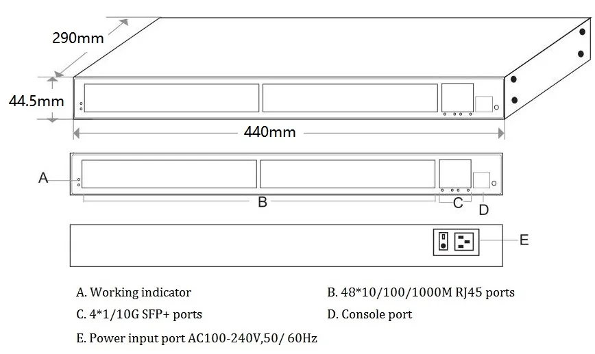 ONV56052FM 10G Aggregation Ethernet Switch 48 Port Managed Network Switch with 4 10G SFP Uplink