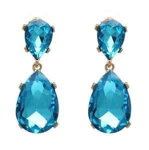 Custom 925 Rhinestone Earring,shinning Party Crystal Earring,blue Rhinestone Earring for Girls