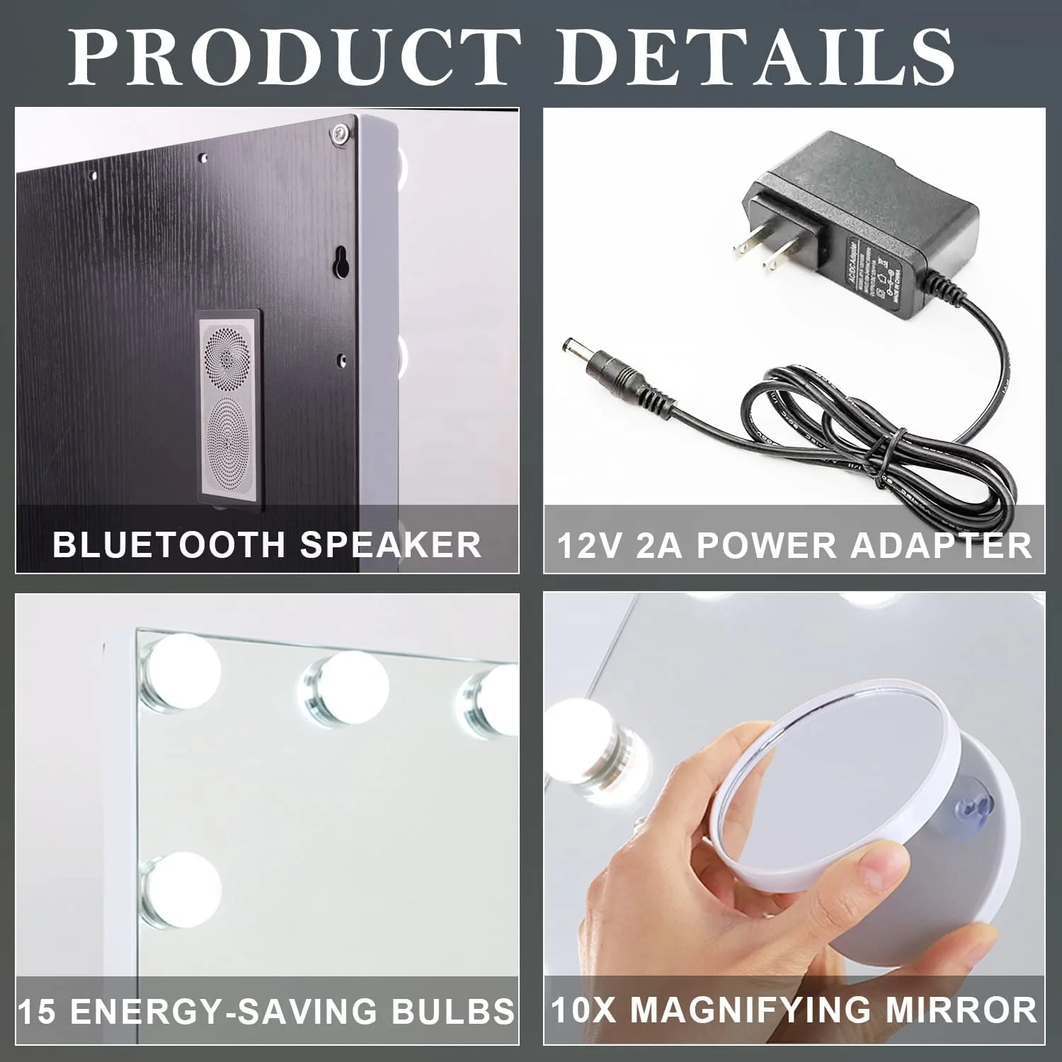 Голливудское зеркало для туалетного столика с подсветкой, большое зеркало для макияжа для настольной спальни