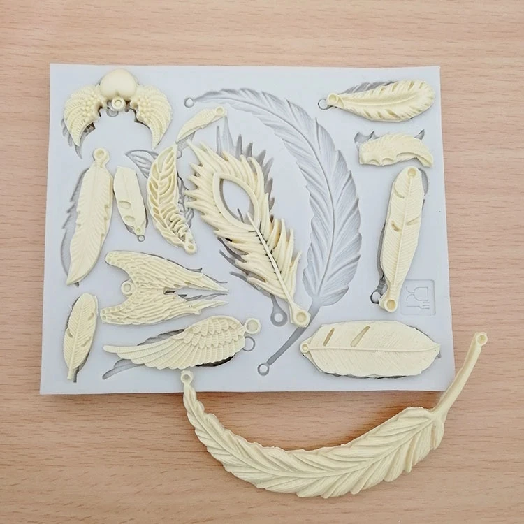 Feather Sugar Buttons Silicone Mold Fondant Mold Cake Decorating Tools Chocolate Gumpaste Mold