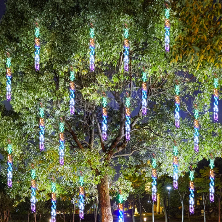 Garden Christmas Decoration Tree Meteor Light Waterproof Meteor Shower Rain LED String Light Firecracker Solar Holiday Lamp