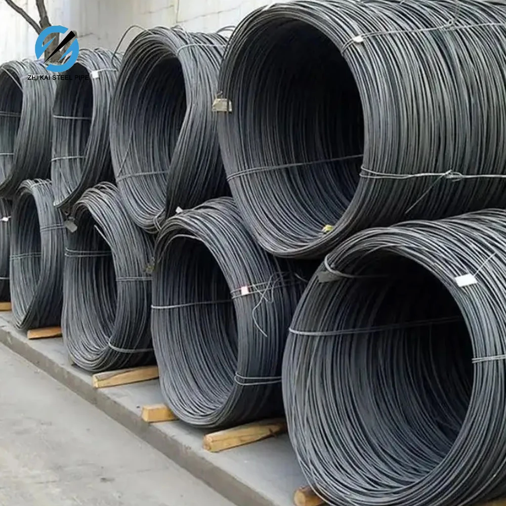 High Carbon Steel Spring Wire for Nail Making SAE 1006 SAE 1008 5.5mm 6.5mm 8mm 10mm Q235 Grade Drawn Wire Rod Raw Material