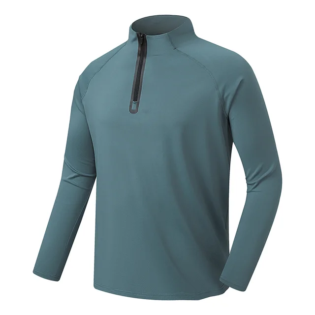 Men's Autumn Winter Half-Zip Long-Sleeved Sweatshirt Quick-Drying Fitness Tops for Running Breathable Design