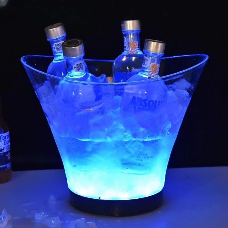6L Customized RGB Oval Party Champagne Acrylic Ps Led Plastic Ice Buckets for moet chandon