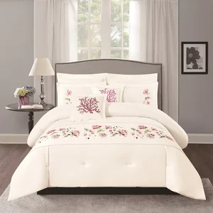 Wholesale Luxury 8 Pcs Bedding Microfiber Embroidered Bed Comforter Set