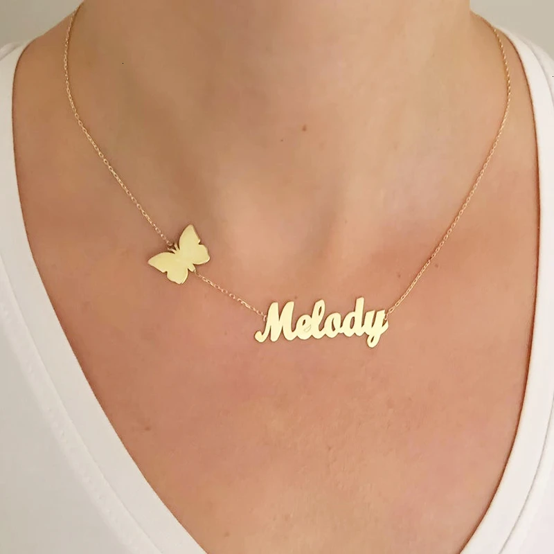 Customized Necklace Cute Butterfly Name 