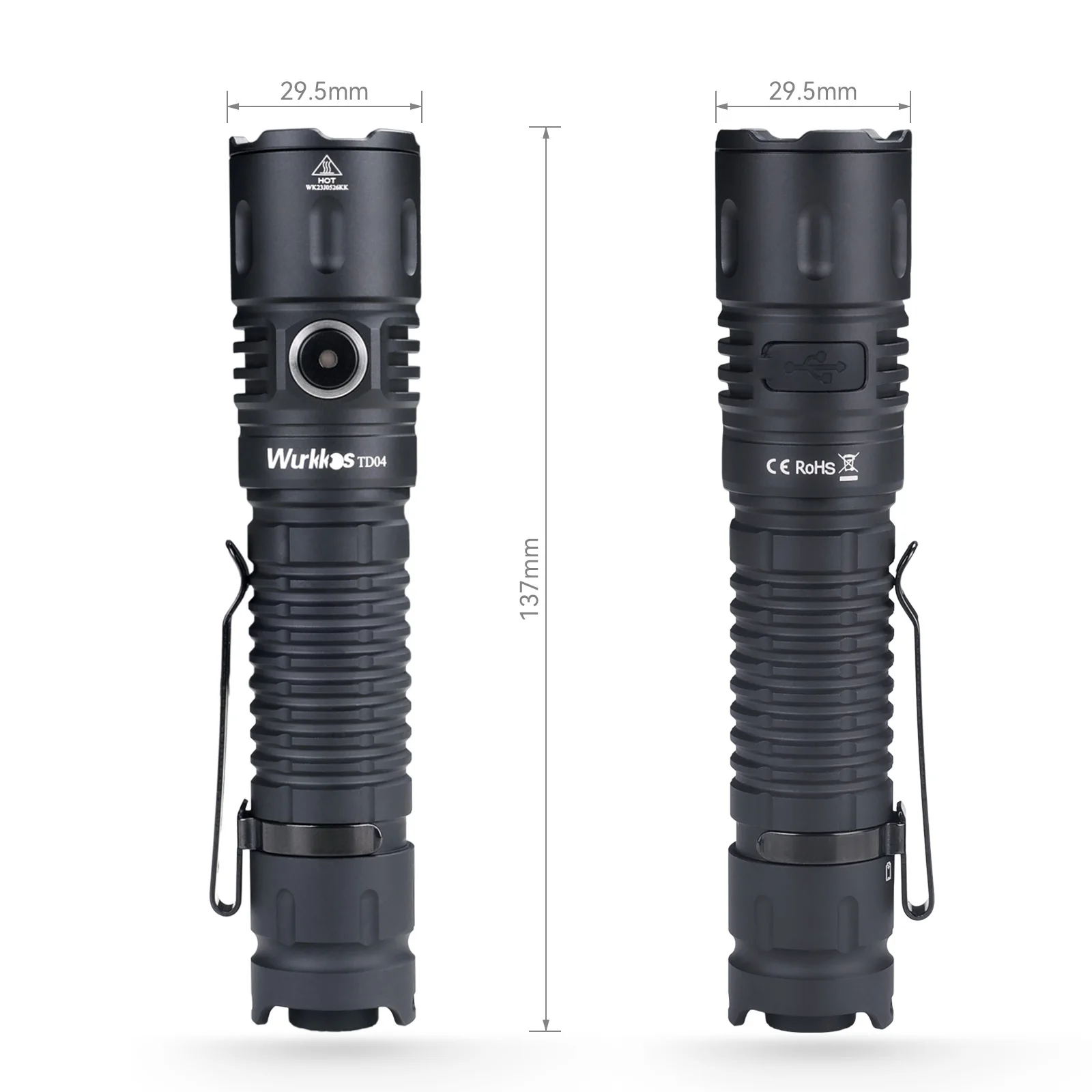 Wurkkos Td04 Xhp50d Hi Rechargeable Flashlight Usb-c 3000 Lumens Torch ...