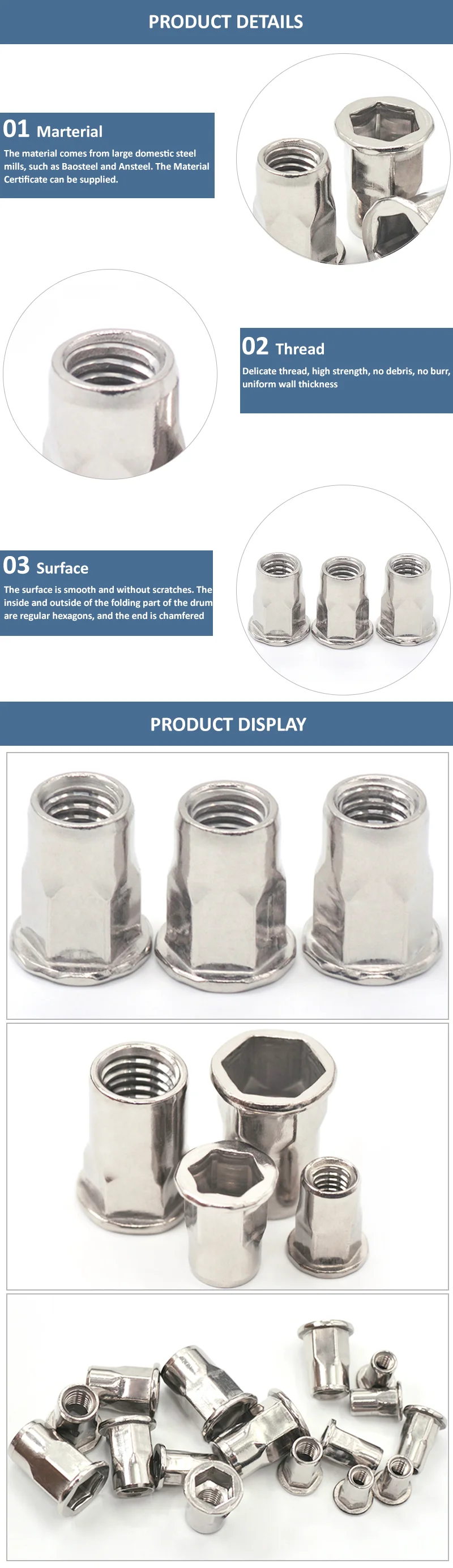 M10 Metric Stainless Steel 304 Reduce Large Flange Flat Head Hex Insert ...
