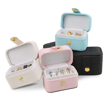 Exquisite PU Leather Button Ring Bag Mini Portable Jewellery Box Earring Ring Jewellery Box Cute Creative Jewellery Organiser