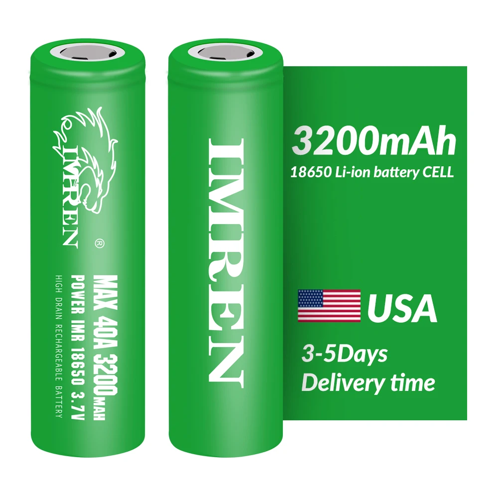 IMREN 18650 Battery 3200mah Free Shipping US USA STOCK 3.7v 3.6v Lithium Li  Ion Cell Rechargeable Inr18650 Cylindrical Ternary