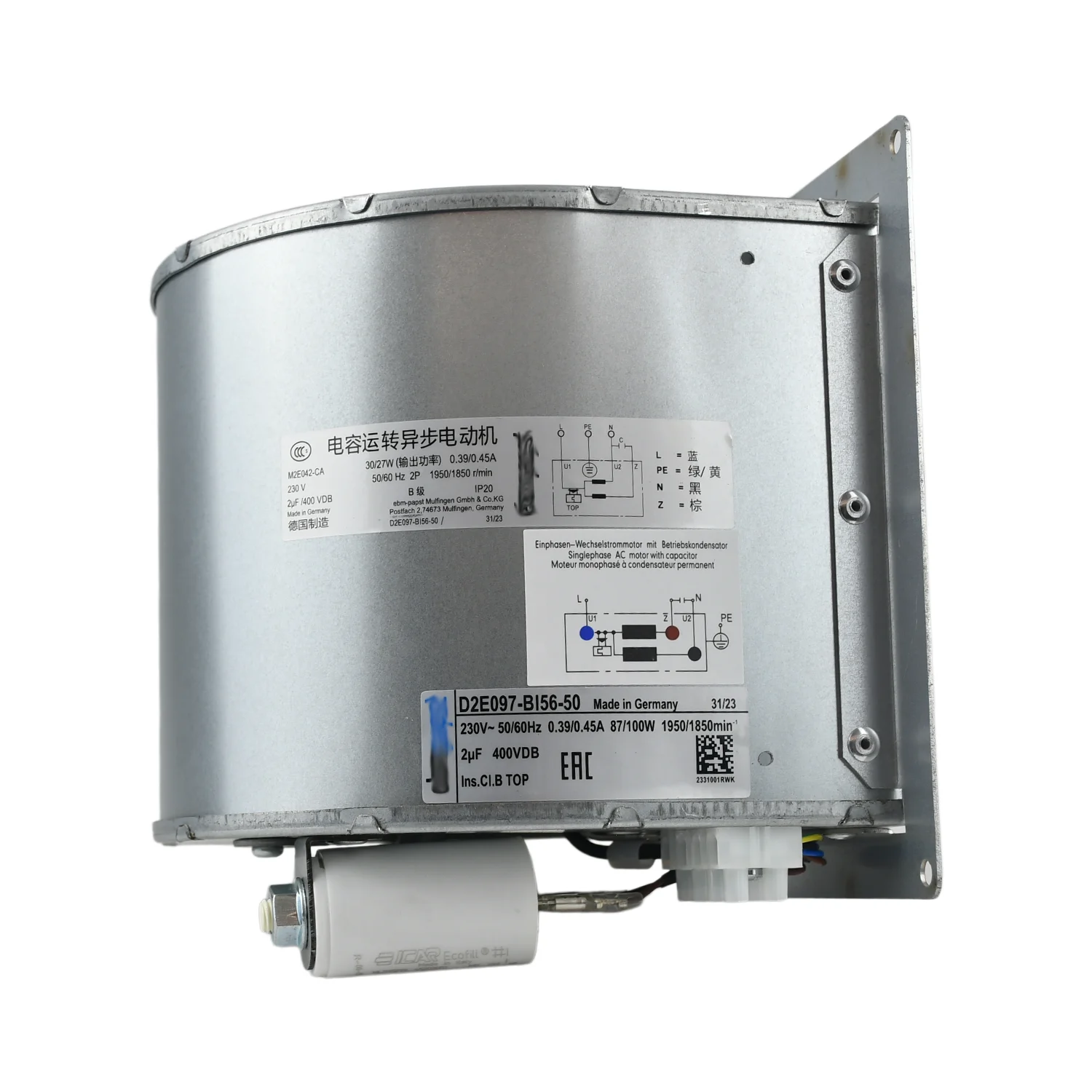 Centrifugal Blower, D2E097-BI56-50, 230VAC, 87W/100W, 97mm - detail 6