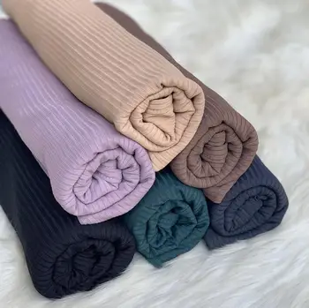Comfortable customize small size cotton jersey Scarves Breathable Premium Pleated Wrap Ribbed Jersey Hijabs shawl hijab