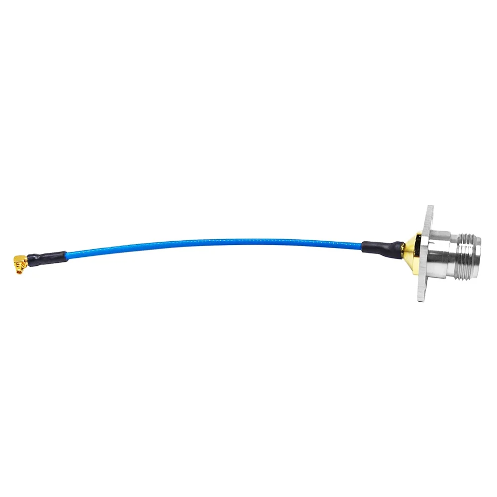 15CM N Female Jack 4 Hole Chassis Flange to MMCX Male Plug 90 Degrees for SS405 RG405 Coax Extension Cable Assembly