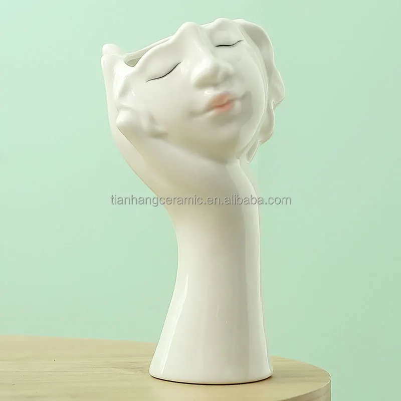 Nordic style porcelain Human face Flower Vase Modern Home Office Decor of Creative living room desktop Ornament ceramics vase.jpg