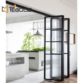 Modern  Wind Proof Double Glass bifold Aluminium Folding Doors for Residential
