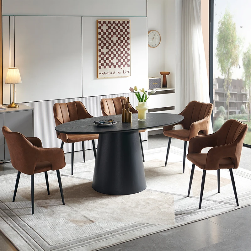 New Modern Home Furniture Dinning Room Set 6 Seater Leather Upholstery ...
