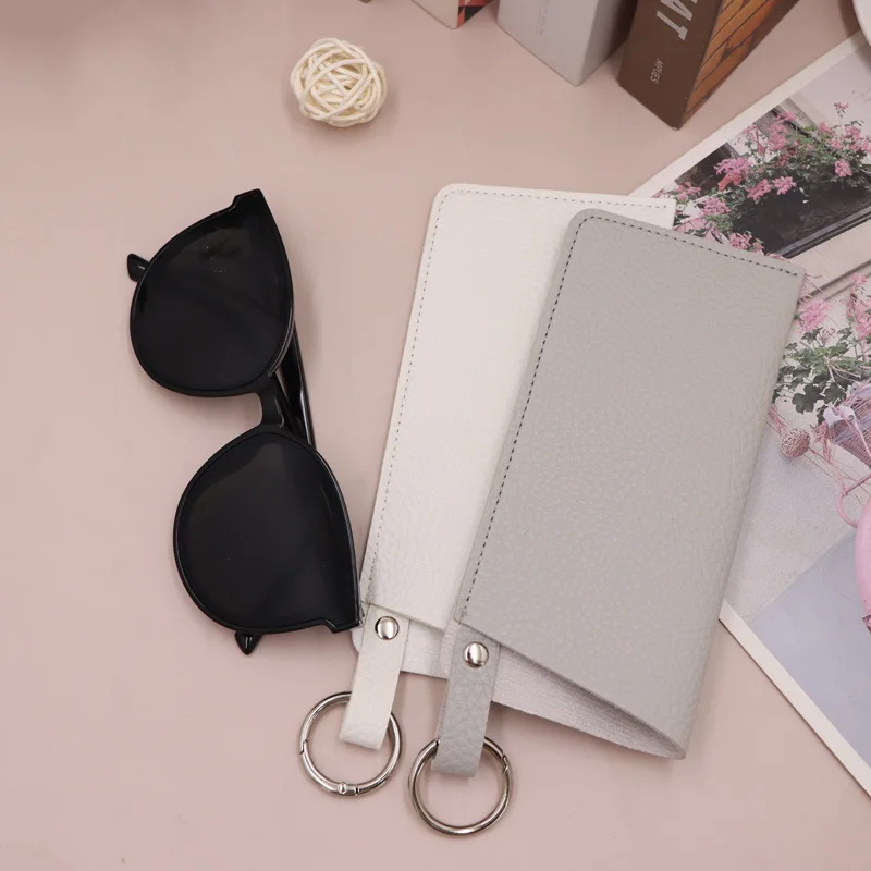 PU Leather Eyeglass Case with Metal Belt Clip & Card Pocket, Felt Lining Orsus Soft Slip-In Glasses Case with Pocket Belt Clip  main image 3