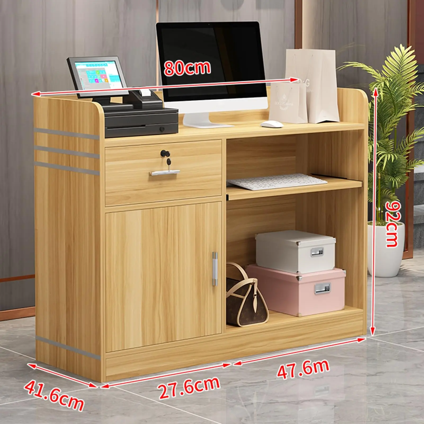 Minimalist Receptionist Desk Front Desk Reception Counter Modern Wooden Reception Desk Reception Table with Private Panels