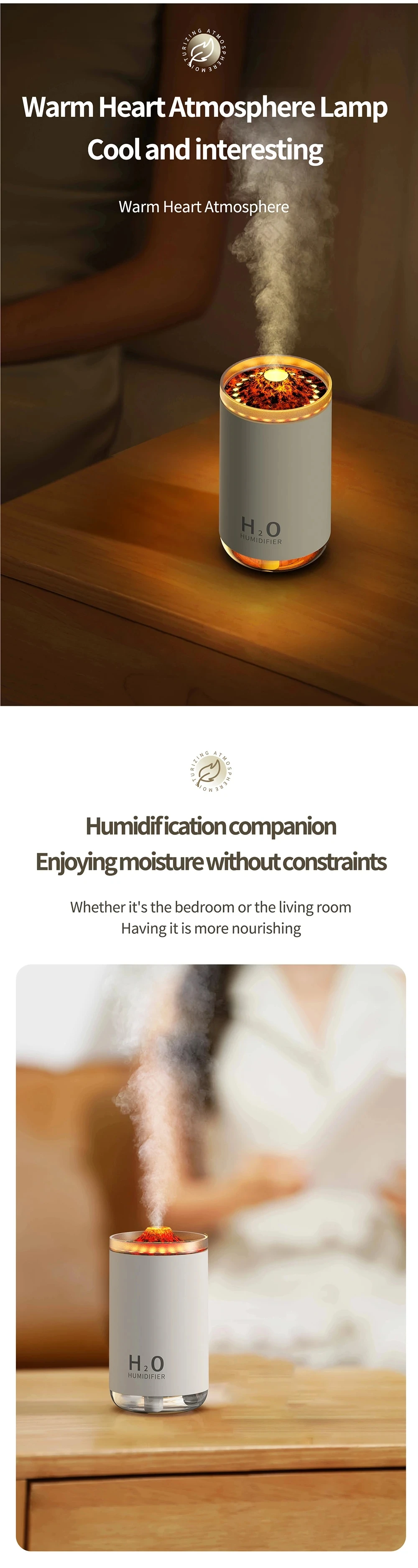 Portable USB-Powered Volcano Fire Flame Aroma Diffuser Remote ...