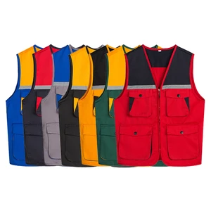 Wholesale Custom Logo Reflective Safety Work Vest Workwear Multi Pocket Outdoor Photography Fishing Vest