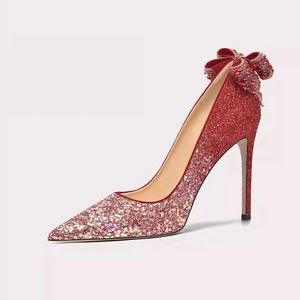 Red High-heeled Shoes New Wedding Shoes Small Size Women's Single Shoes