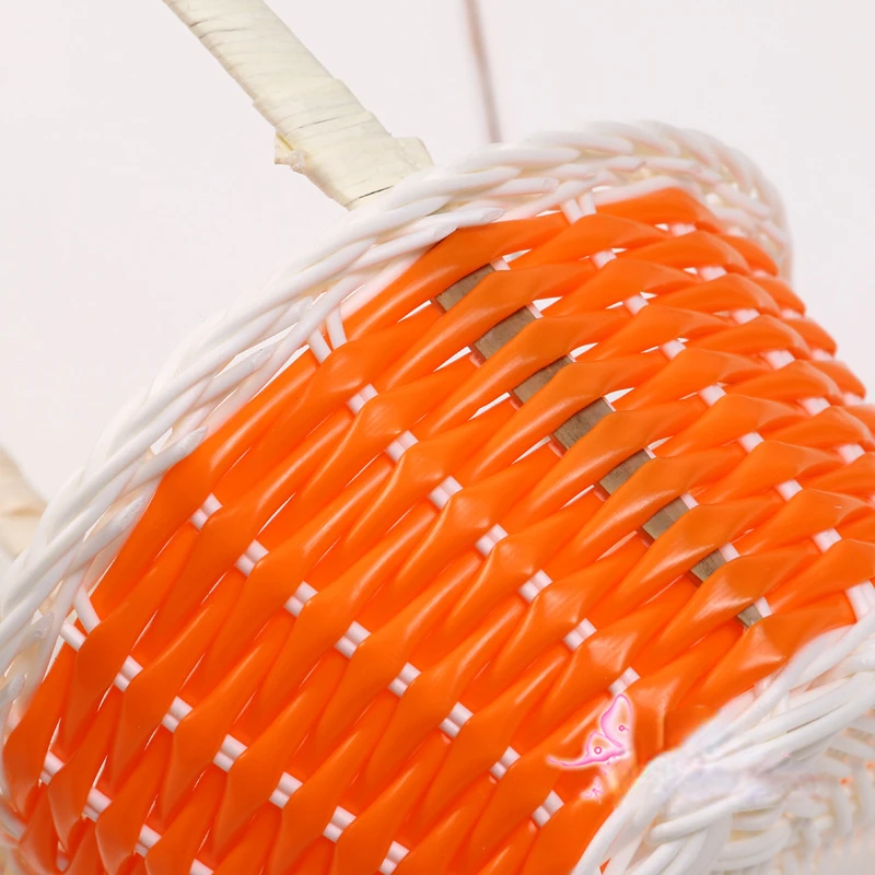 Plastic Rattan Woven Bamboo Blue Easter Egg Baskets With Handle Diy