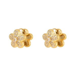 Factory Wholesale Four Leaf Clover with Zircon Earring Stainless Steel Earrings Ladies Jewellery
