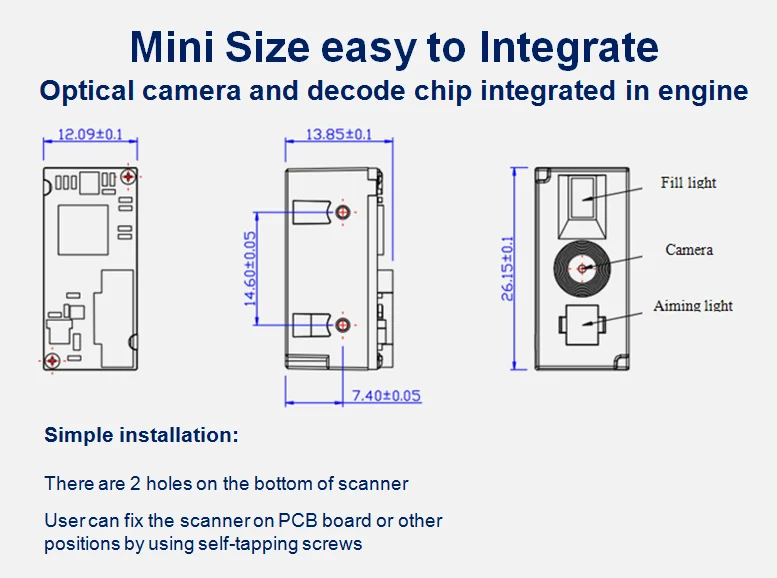 TTL USB Interface 2D CMOS Barcode Reader Module Embedded Barcode Scanner Engine QR Code Scanner Module