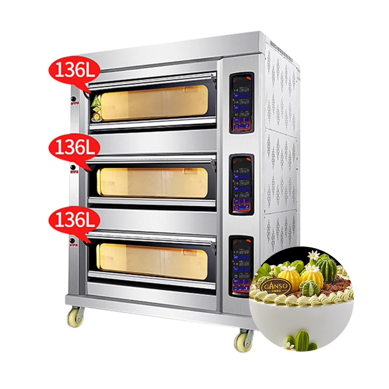 Commercial Baking Equipment 3 Deck 6 Trays Lpg Ng Gas Oven For Bakery