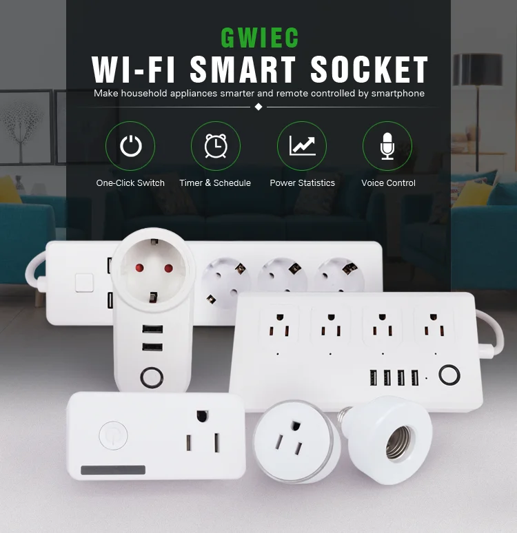 Home Wireless Mini Wifi Round European Smart Electric Plug Wall Socket EU AC Socket Plug Wifi Touch Switch
