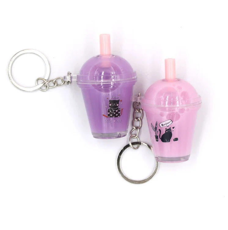 Porte-clés En Acrylique Chat Bubble Tea - Pendentif Mignon Thé Au Lait - Accessoire Sac à Dos, Clés - 2