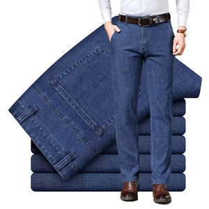Business Jeans Men's Autumn New Fashion Pocket Stretch Trousers Straight Slim Comfort Male Clothing Denim Pants