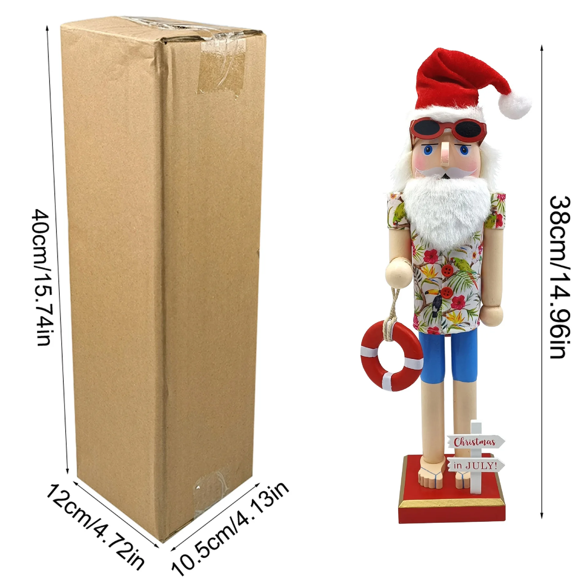 Décor De Noël Casse-Noisette Père Noël Thème Plage - Figurine En Bois 36 Cm - Ornement Festif Pour Maison - 2