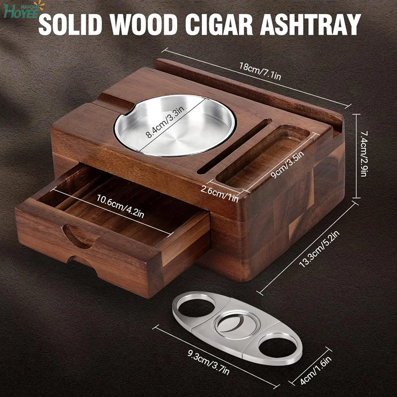 Wooden Cigar Ashtrays With Cigar Cutter,Phone Tablet Holder - Buy Cigar ...