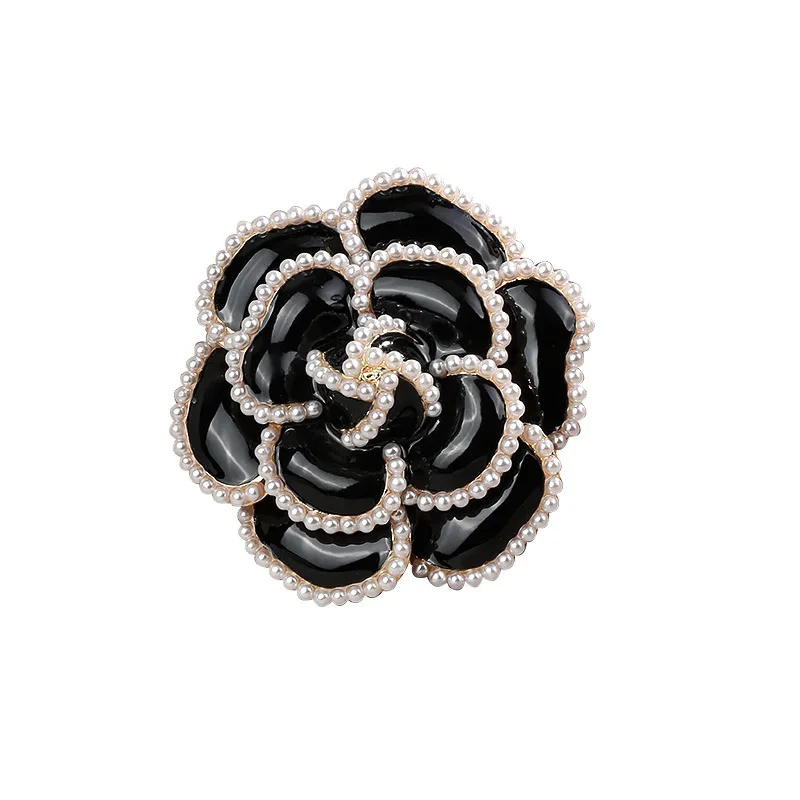 Broche De Camelia De Lujo Para Mujer,Broche De Flor De Esmalte Negro,Rosa Y  Blanco,Estilos Clásicos,Venta Al Por Mayor - Buy Camelia Broche De La Flor,Broches  De Flores Las Mujeres,Broche De Esmalte Product