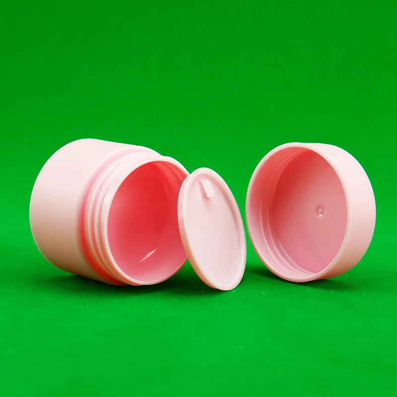 10g empty Pink Double Wall round Matte Face Cream Frosted Lip Balm Container pp cosmetic Plastic Jar with lid