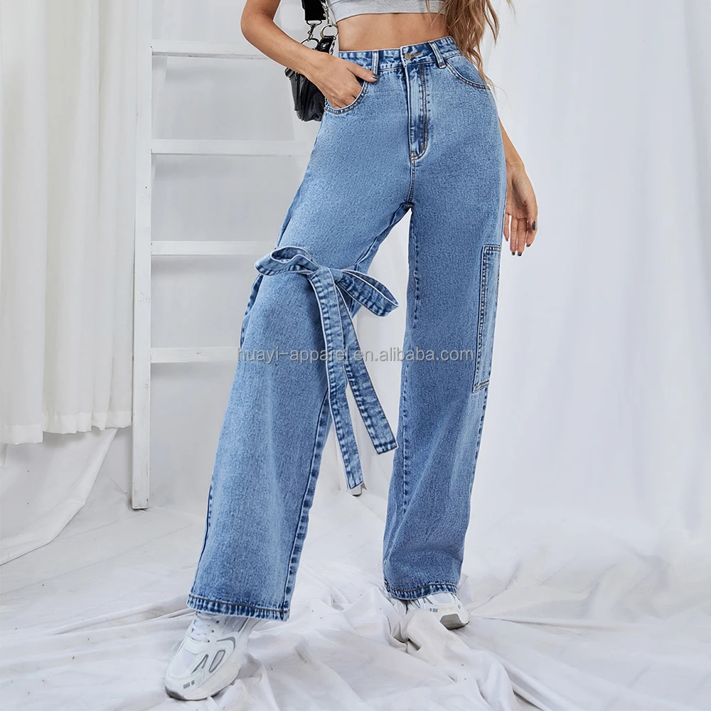 Pantalones Vaqueros Palazzo Para Mujer,Vaqueros Rectos De Pierna Ancha Con  Lazo Azul - Buy Pila De Carga Pantalones De Las Mujeres,Plus Tamaño  Pantalones,Celana Pantalon Jean Product on Alibaba.com