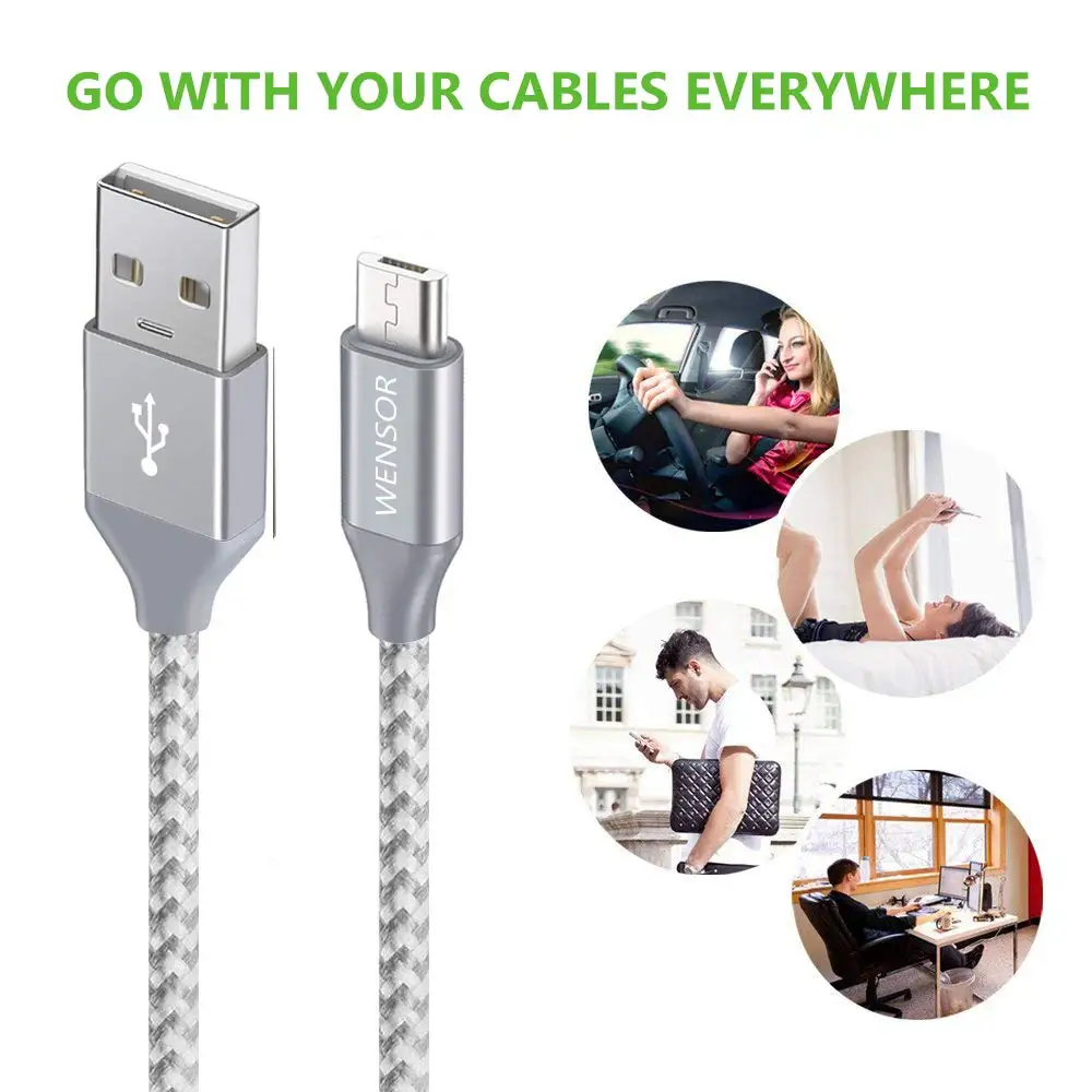 
 Кабель micro usb XANUAN в нейлоновой оплетке, 3 фута, для быстрой передачи данных и зарядки, USB-кабель Micro B для телефонов на Android, Samsung, HTC, Nokia, Sony  