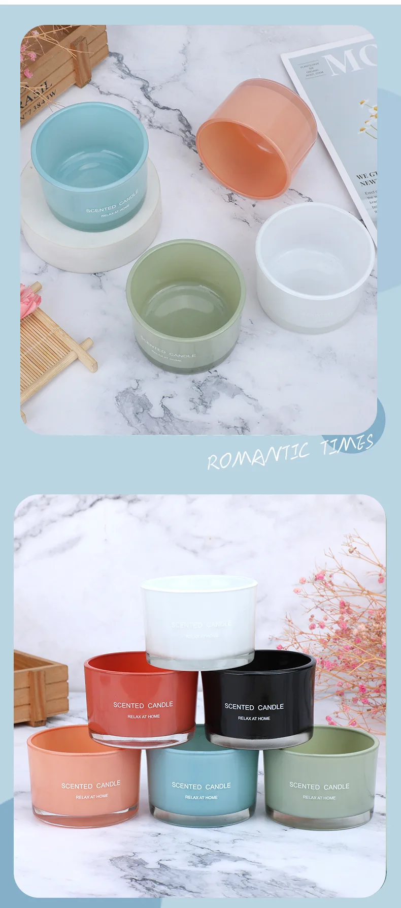 Home Decor Luxury Wide Mouth Glass Candle Container Cup 16oz Candle